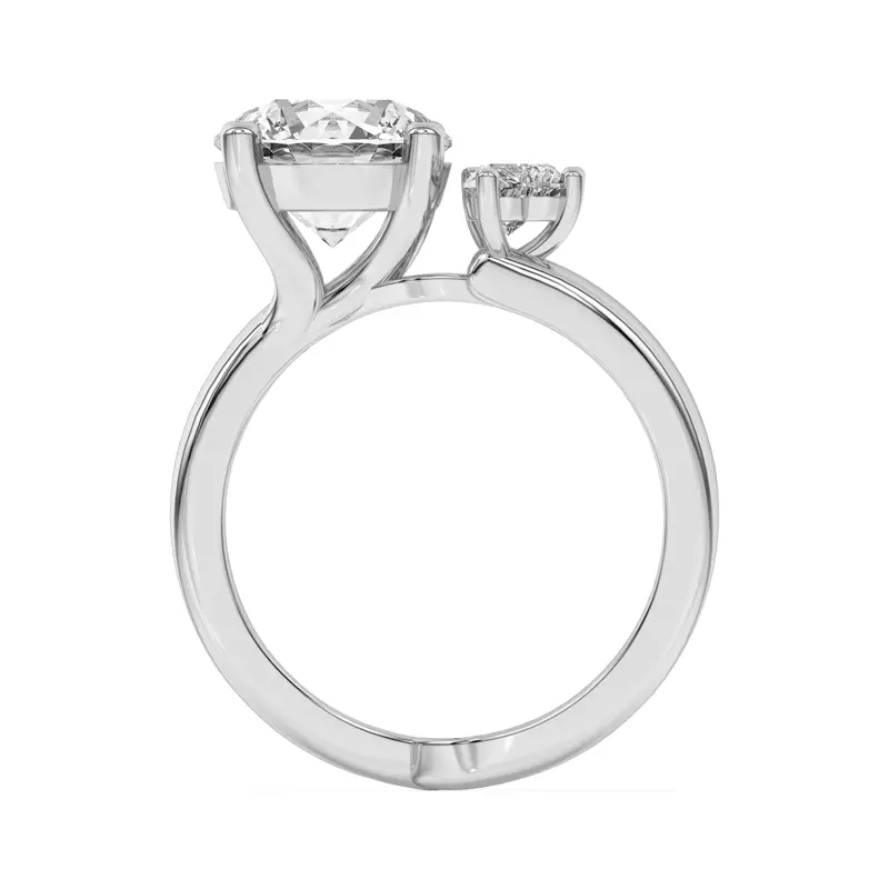 14K White Gold Tor Heart Duo