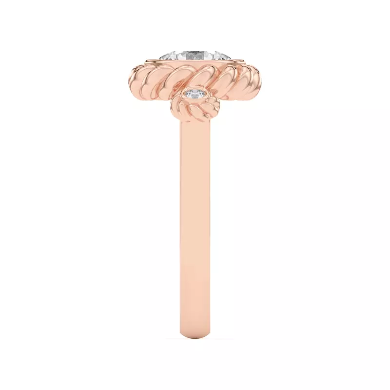 14K Rose Gold Bijou Rope Halo Engagement Ring