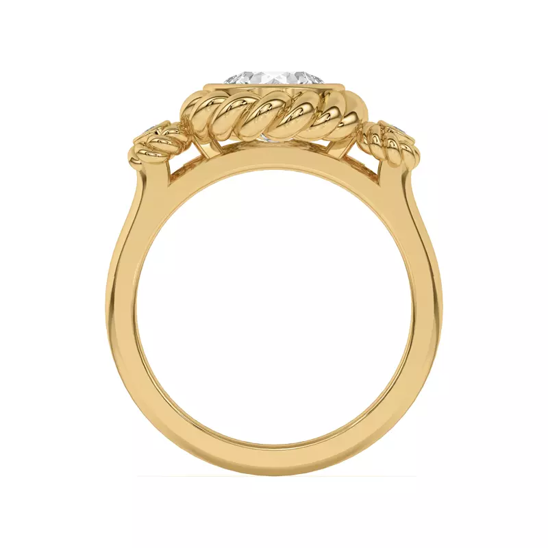 14K Yellow Gold Bijou Rope Halo Engagement Ring
