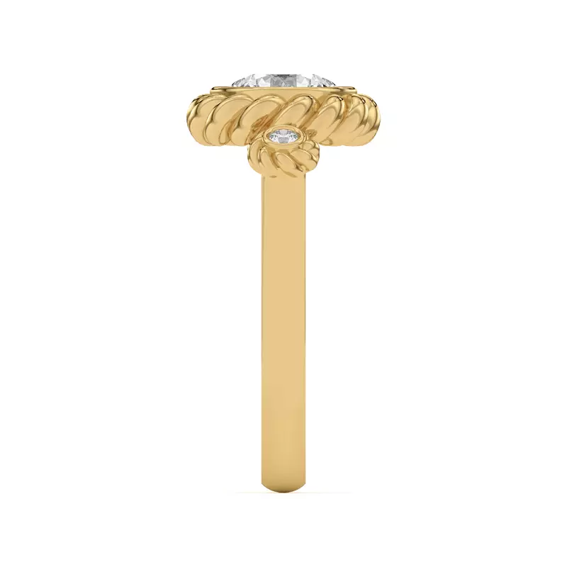 14K Yellow Gold Bijou Rope Halo Engagement Ring