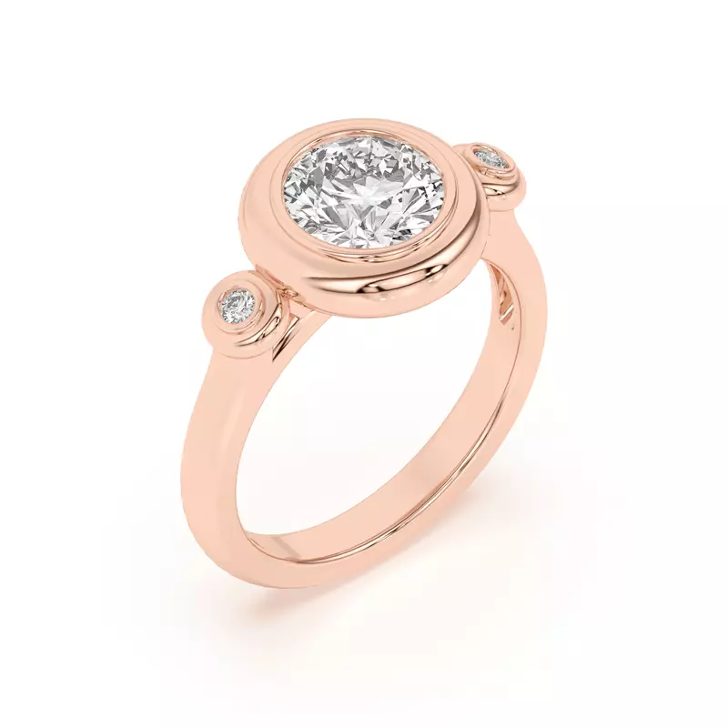 14K Rose Gold Nia Donut Bezel Engagement Ring