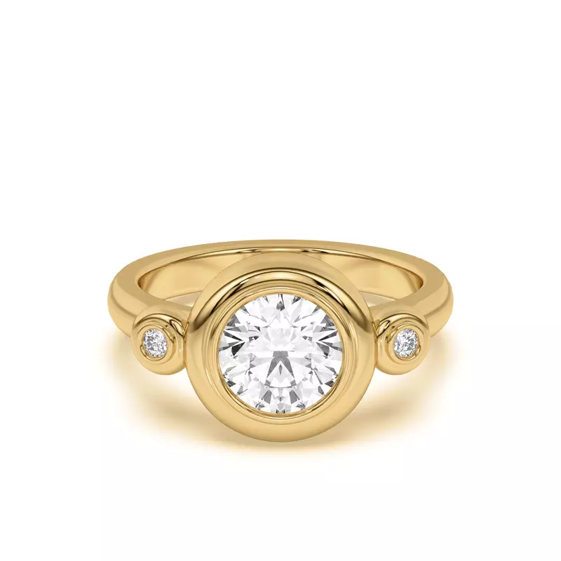 18K Yellow Gold Nia Donut Bezel Engagement Ring