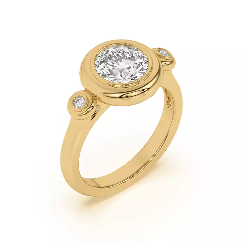 18K Yellow Gold Nia Donut Bezel Engagement Ring