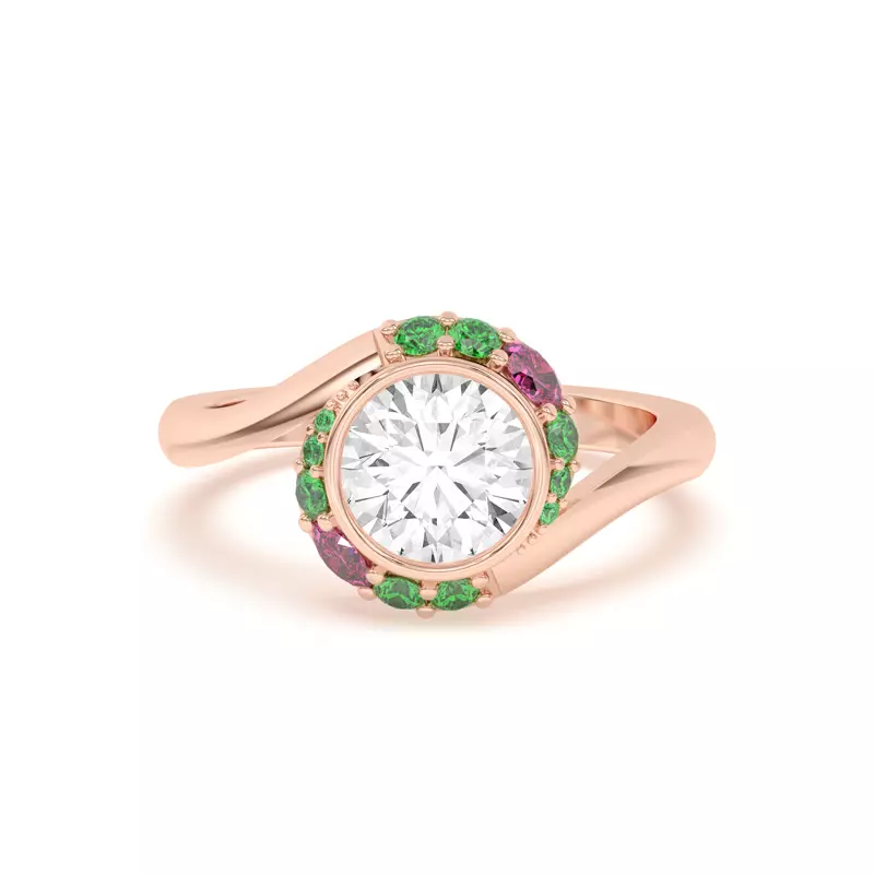 14K Rose Gold Verdant Rose Swirl Engagement Ring