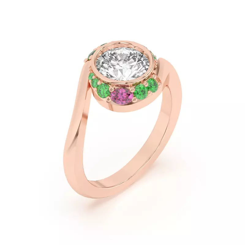 14K Rose Gold Verdant Rose Swirl Engagement Ring