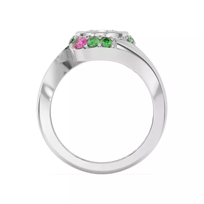 14K White Gold Verdant Rose Swirl Engagement Ring