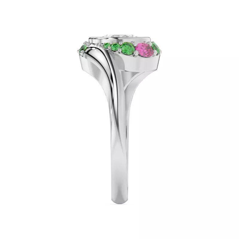 14K White Gold Verdant Rose Swirl Engagement Ring