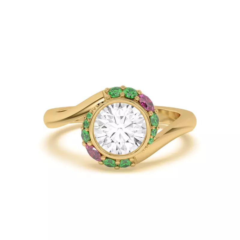 14K Yellow Gold Verdant Rose Swirl Engagement Ring