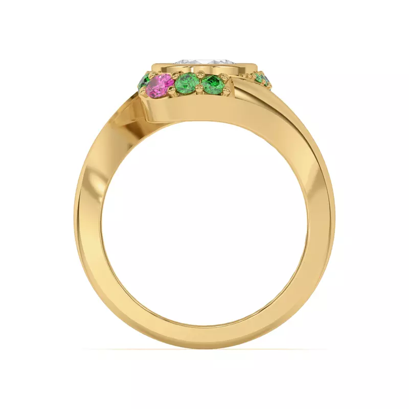 14K Yellow Gold Verdant Rose Swirl Engagement Ring