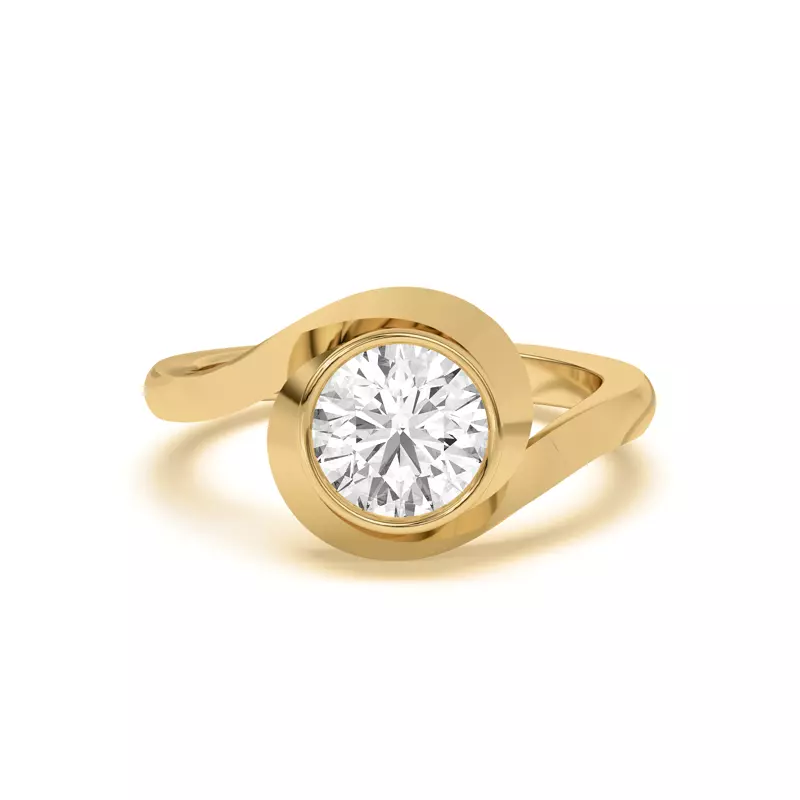 14K Yellow Gold Shea Swirl Bezel Engagement Ring