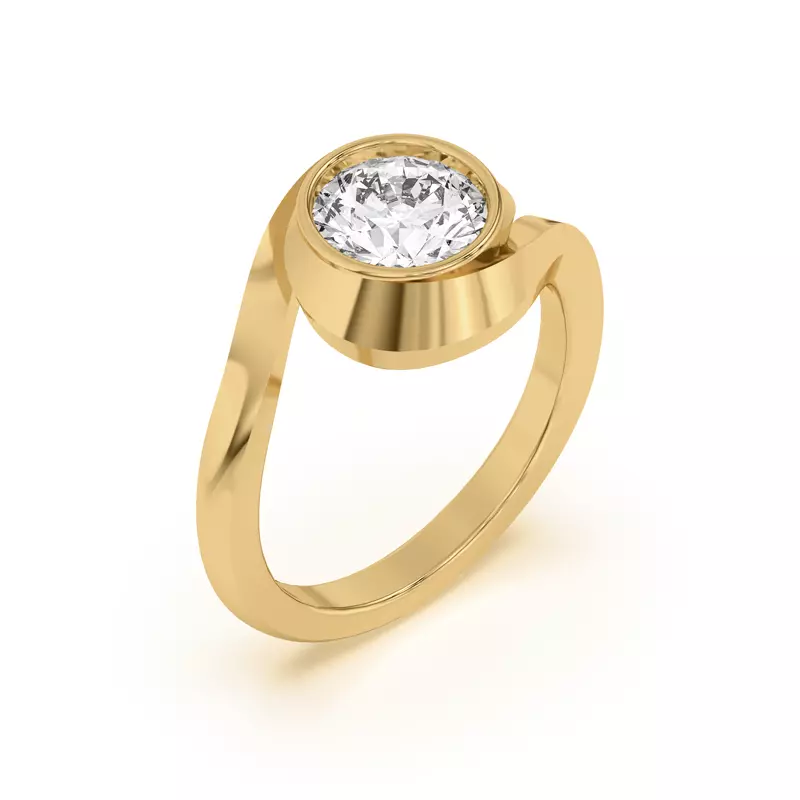 14K Yellow Gold Shea Swirl Bezel Engagement Ring