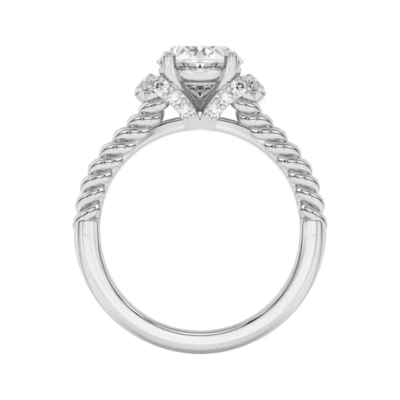 14K White Gold Kit Waterfall Halo Engagement Ring