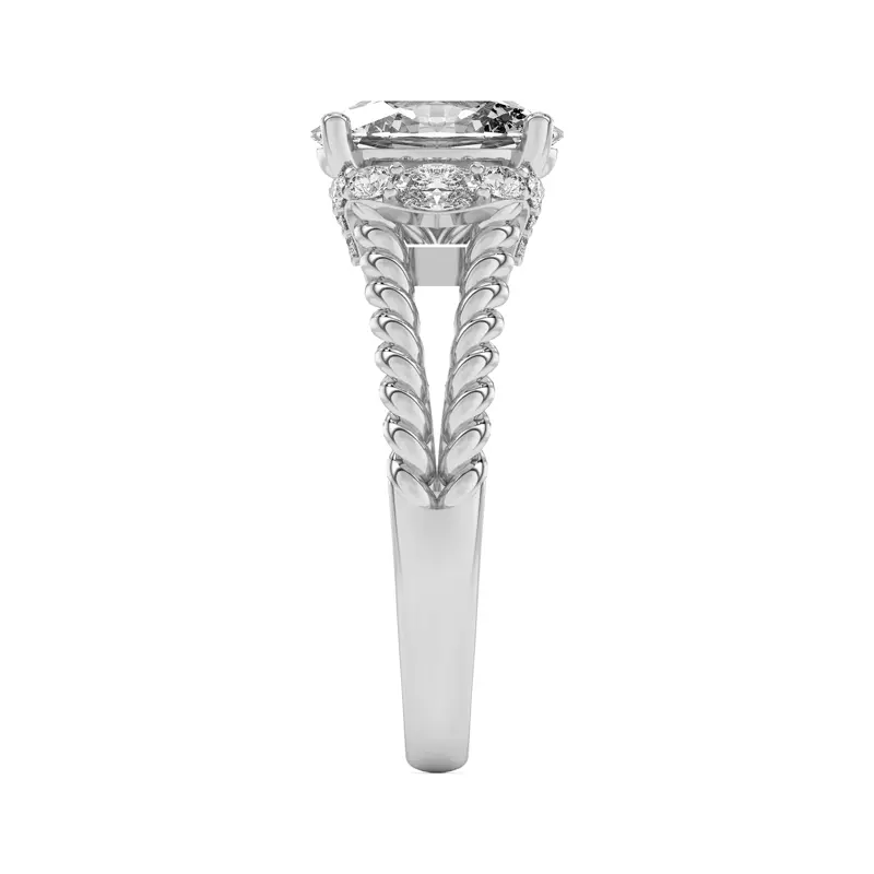 14K White Gold Kit Waterfall Halo Engagement Ring