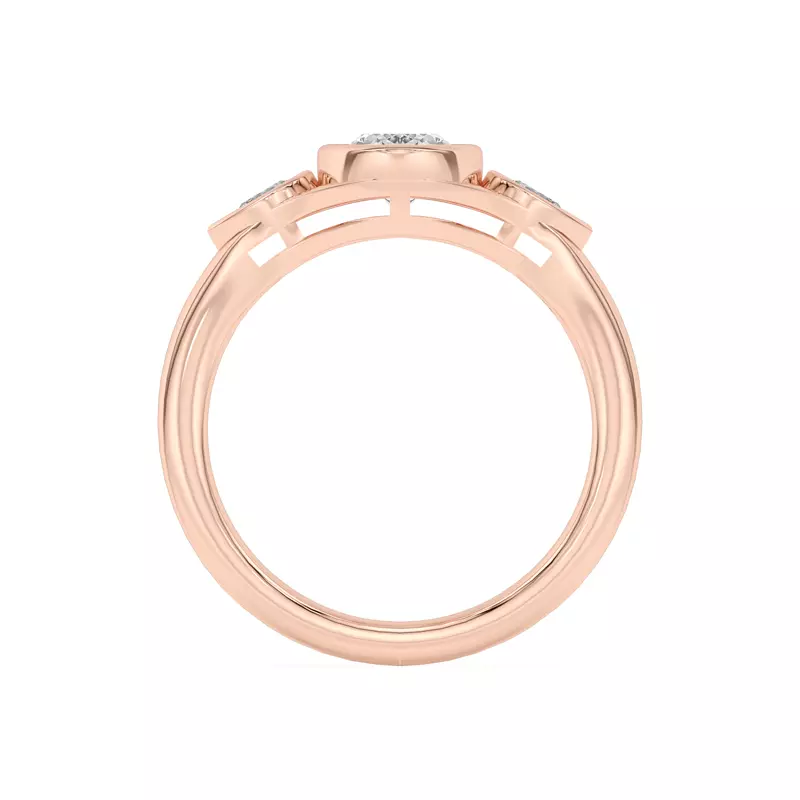 14K Rose Gold Lani Pear Bezel Three-Stone Engagement Ring