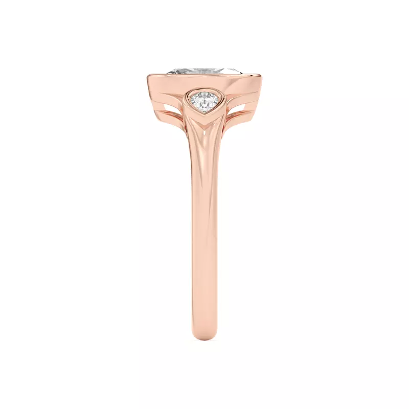 14K Rose Gold Lani Pear Bezel Three-Stone Engagement Ring