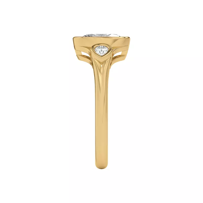 14K Yellow Gold Lani Pear Bezel Three-Stone Engagement Ring