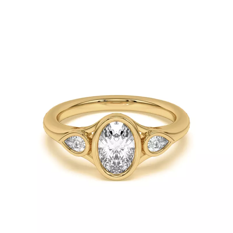 Lani Pear Bezel Three-Stone Engagement Ring