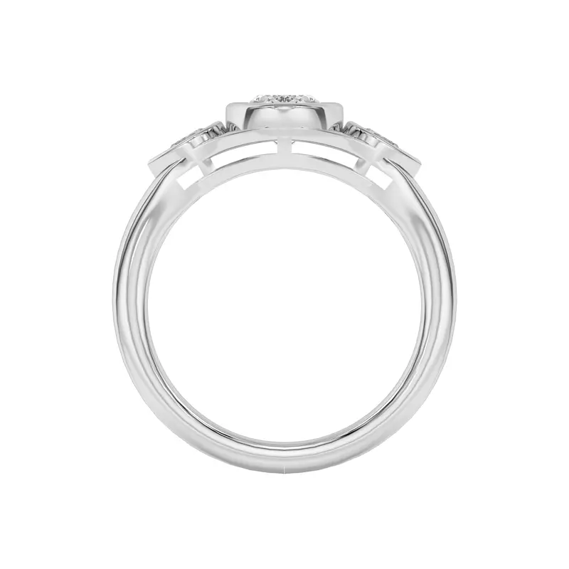 18K White Gold Lani Pear Bezel Three-Stone Engagement Ring