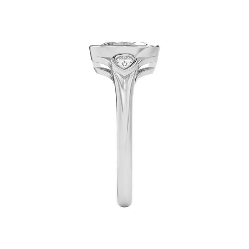 18K White Gold Lani Pear Bezel Three-Stone Engagement Ring