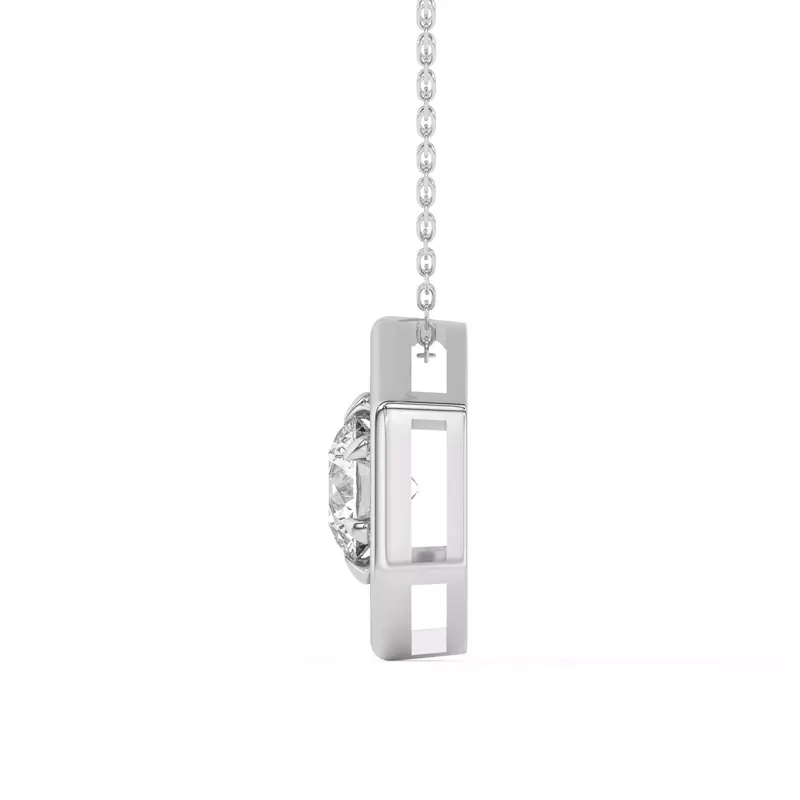 18K White Gold Regal Hexagonal Pavé Pendant
