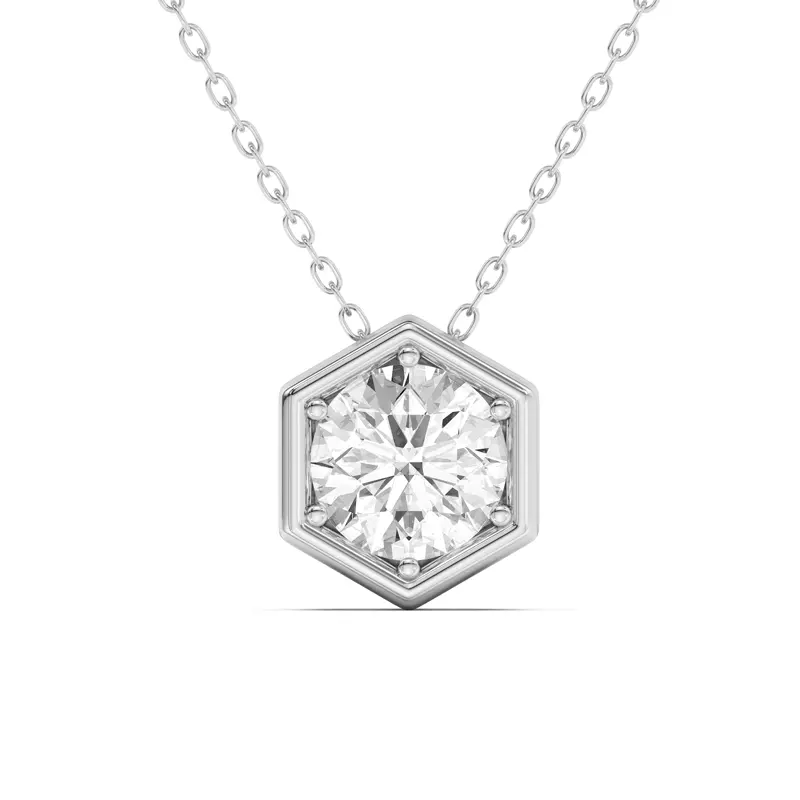 18K White Gold Regal Hexagonal Pendant