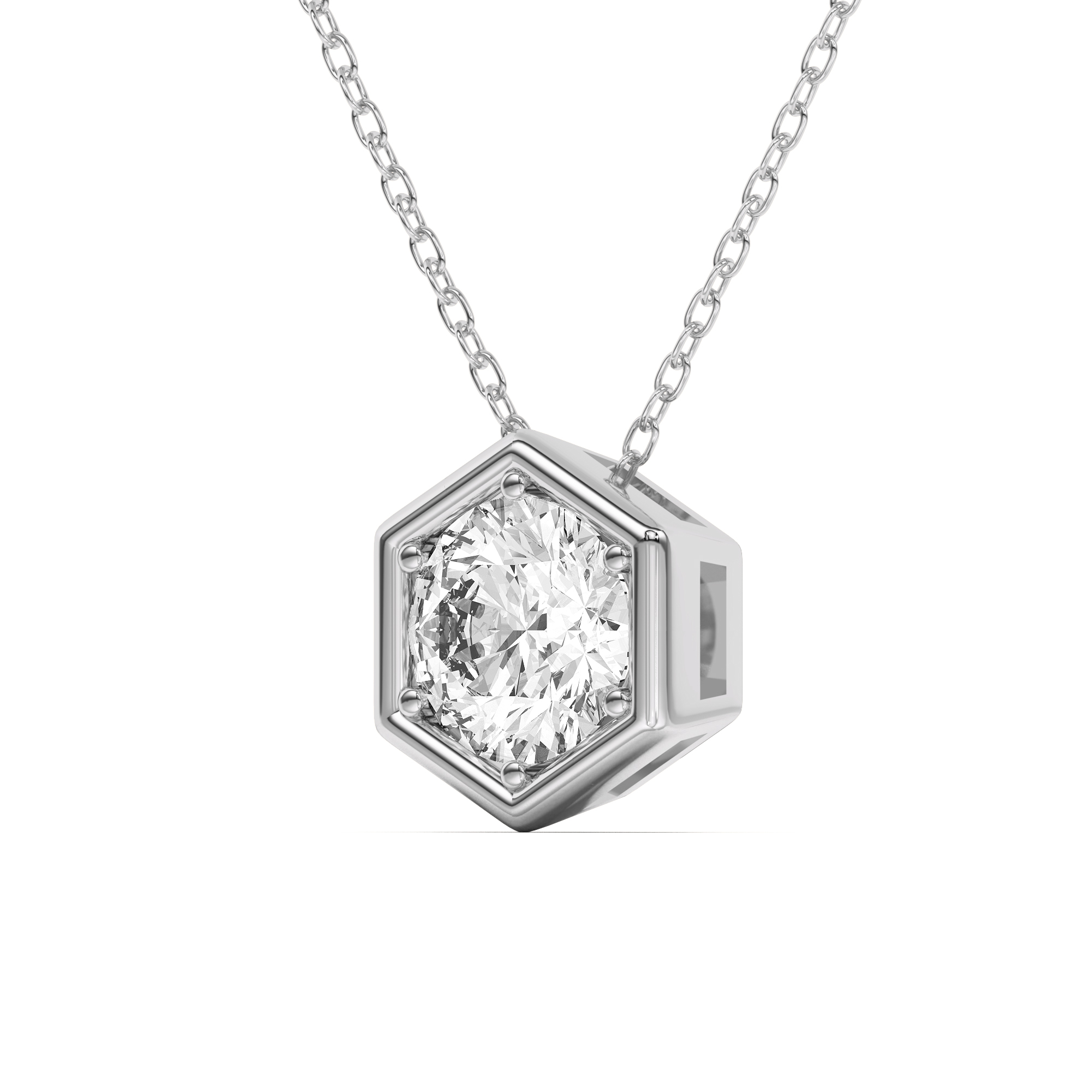 18K White Gold Regal Hexagonal Pendant