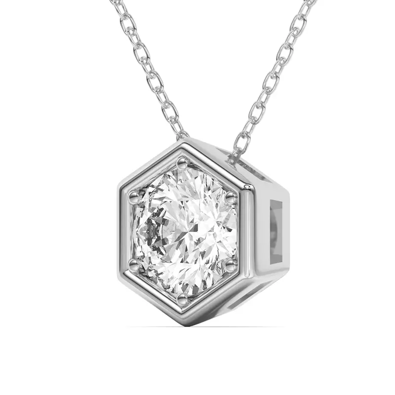 18K White Gold Regal Hexagonal Pendant
