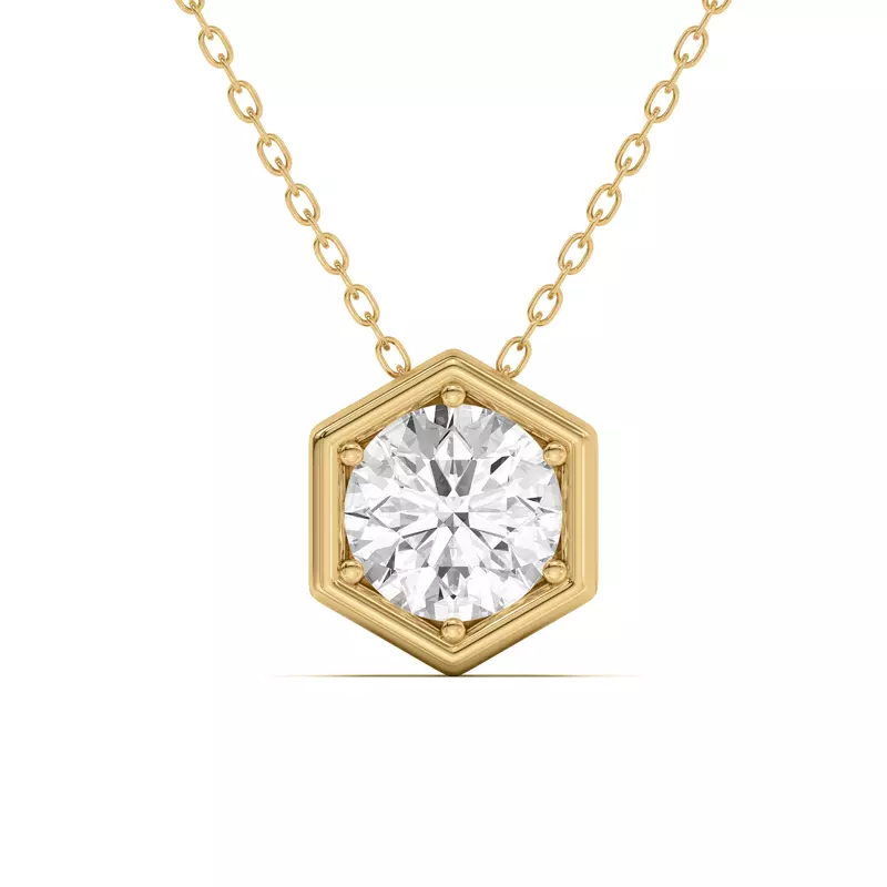 18K Yellow Gold Regal Hexagonal Pendant