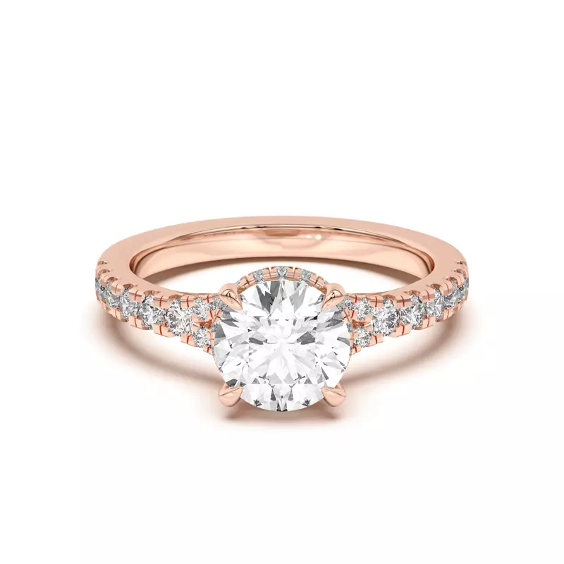 14K Rose Gold Orbit Halo Split Pavé Engagement Ring