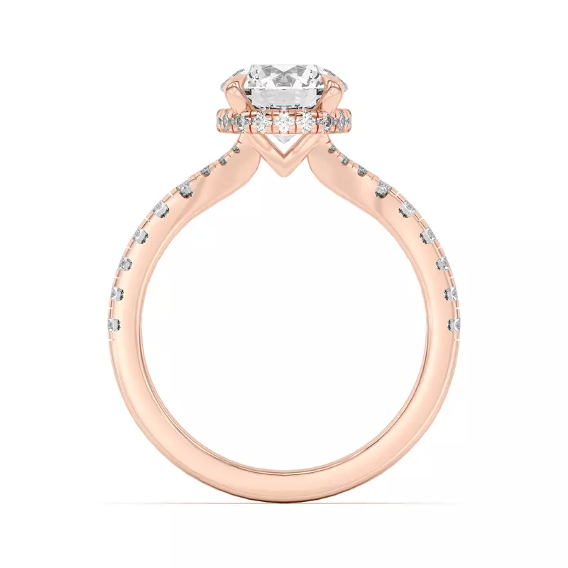 14K Rose Gold Orbit Halo Split Pavé Engagement Ring