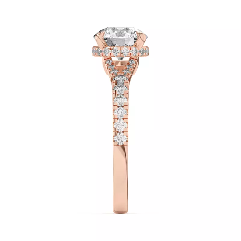 14K Rose Gold Orbit Halo Split Pavé Engagement Ring
