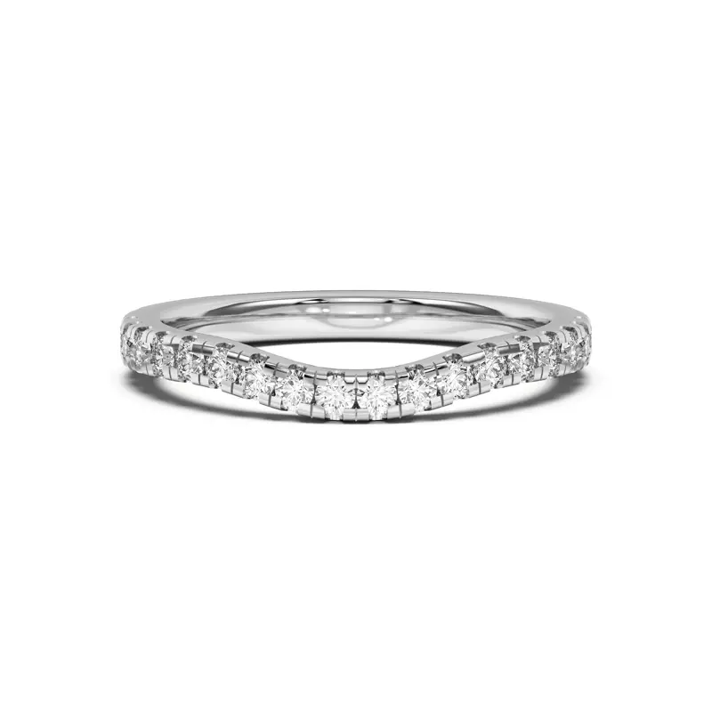 14K White Gold Orbit Pavé Curved Band