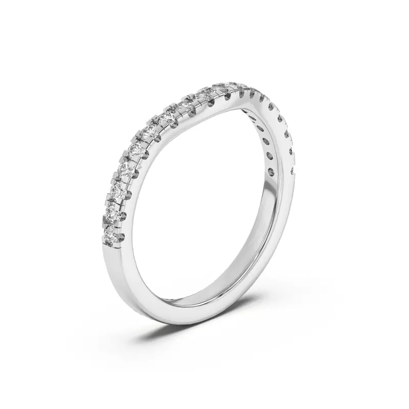 14K White Gold Orbit Pavé Curved Band