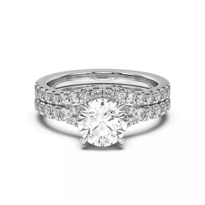 14K White Gold Orbit Pavé Curved Band