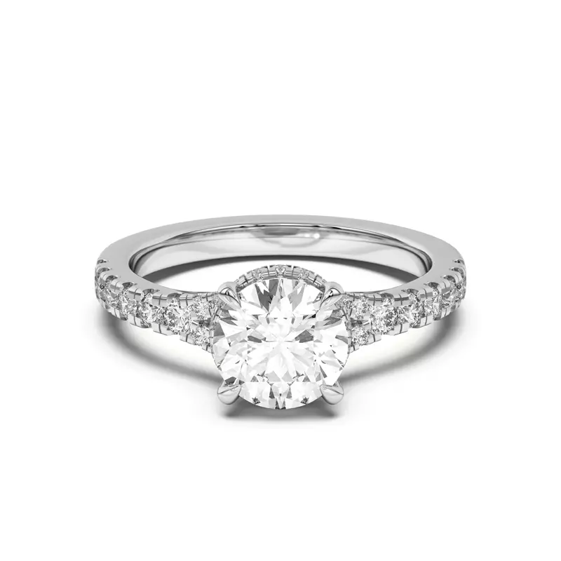 Platinum Orbit Halo Split Pavé Engagement Ring