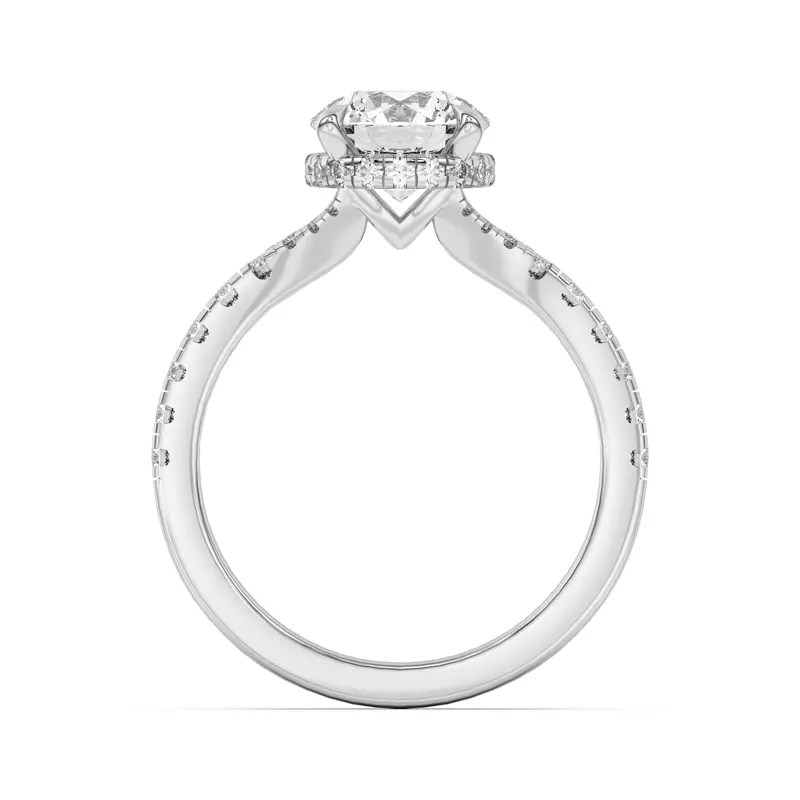 Platinum Orbit Halo Split Pavé Engagement Ring