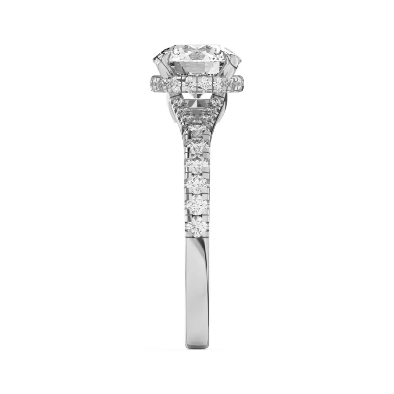 Platinum Orbit Halo Split Pavé Engagement Ring