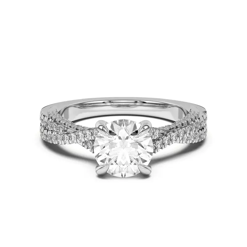 14K White Gold Cambridge Crossing Pavé Diamond Engagement Ring