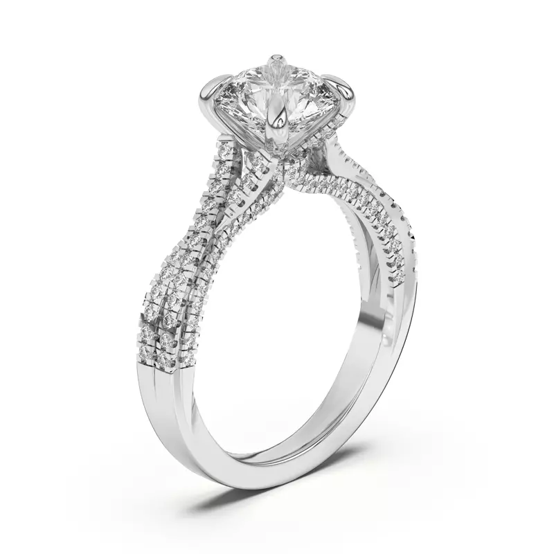 14K White Gold Cambridge Crossing Pavé Diamond Engagement Ring