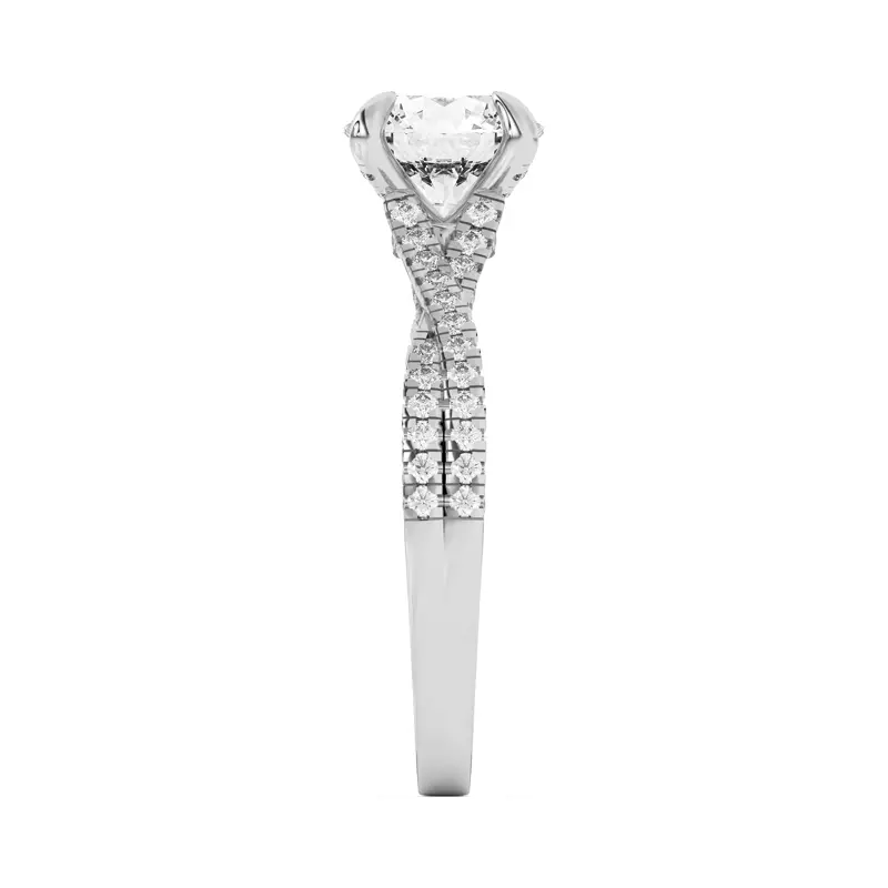 14K White Gold Cambridge Crossing Pavé Diamond Engagement Ring