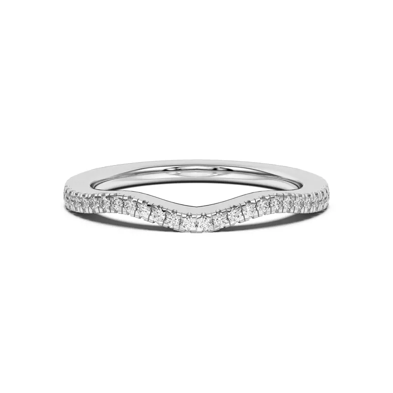 14K White Gold Cambridge Curved Pavé Band