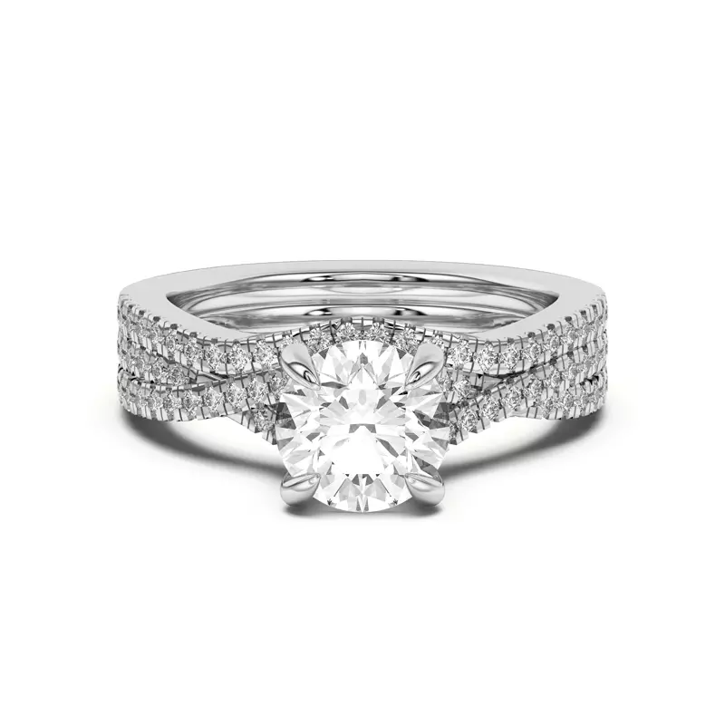14K White Gold Cambridge Curved Pavé Band