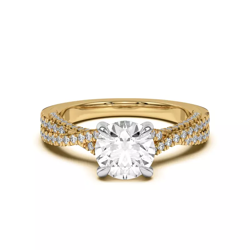 Yellow Gold 18k & White Gold 18k Cambridge Crossing Pavé Diamond Engagement Ring