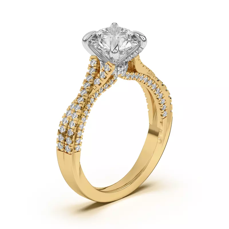 Yellow Gold 18k & White Gold 18k Cambridge Crossing Pavé Diamond Engagement Ring
