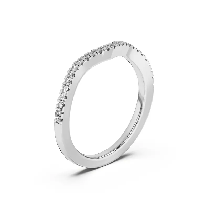 Platinum Cambridge Curved Pavé Band