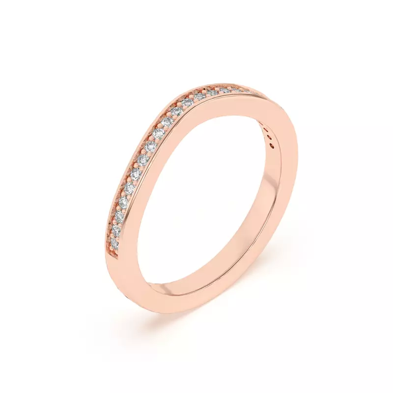 14K Rose Gold Vesara Curved Channel Pavé Band