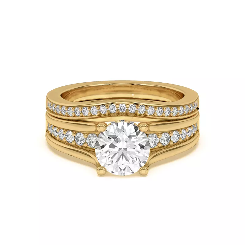 14K Yellow Gold Vesara Curved Channel Pavé Band