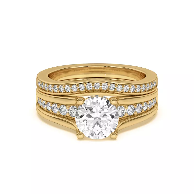 14K Yellow Gold Vesara Curved Channel Pavé Band