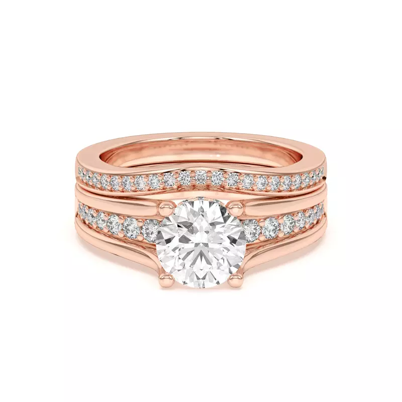 18K Rose Gold Vesara Curved Channel Pavé Band