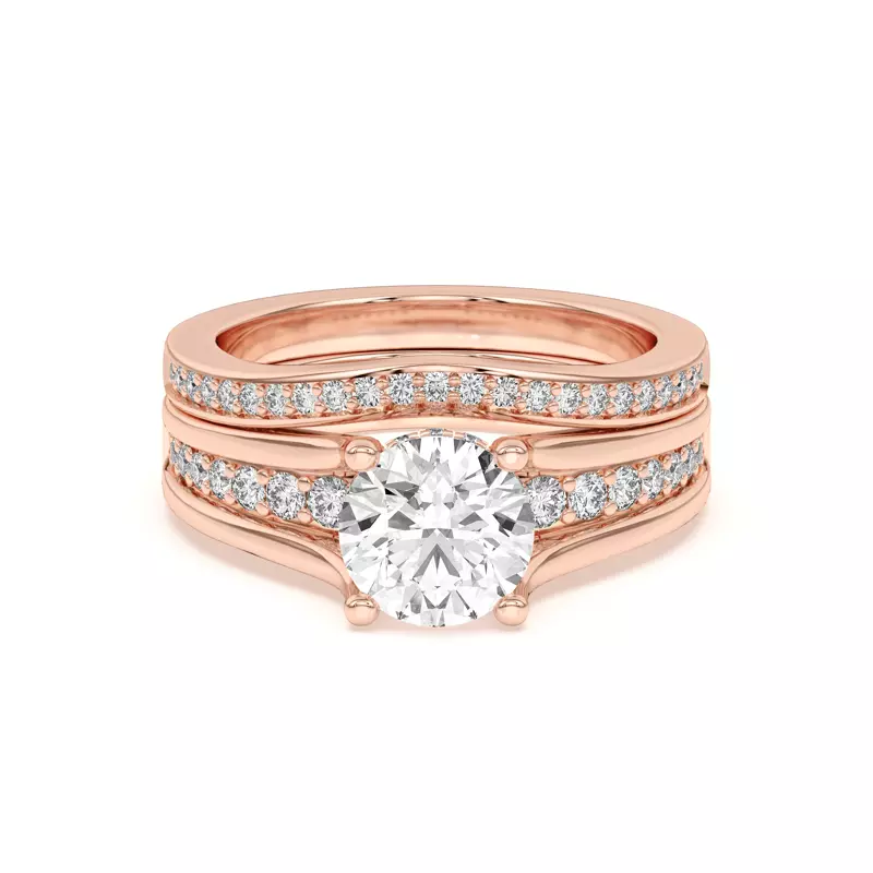 18K Rose Gold Vesara Curved Channel Pavé Band